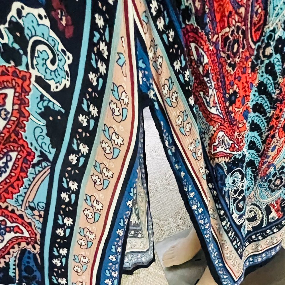 Bila Floral Boho Sleeveless Sharkbite Hem Maxi Dress Women's Size Large - Picture 5 of 7